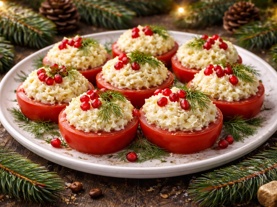 Из того, что есть в холодильнике: легкая закуска из помидоров с сыром и чесноком