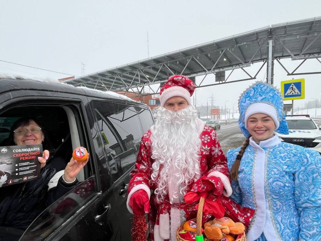 Полицейский Дед Мороз позаботился о безопасности на автодороге «Дон»