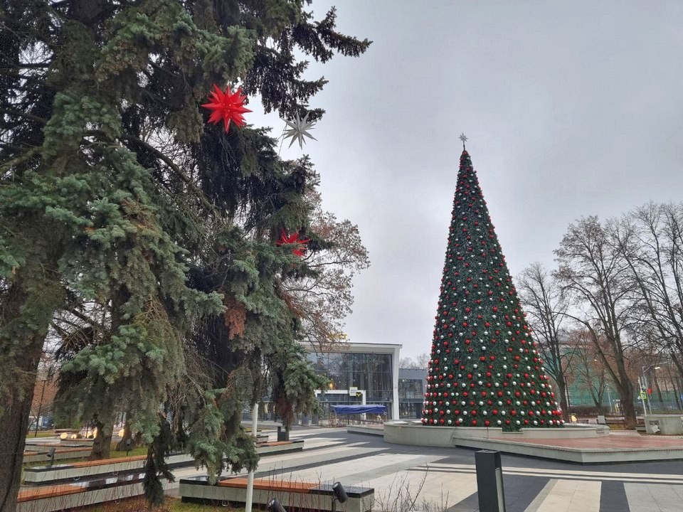 На украшение самой высокой елки в Мытищах ушло более тысячи игрушек