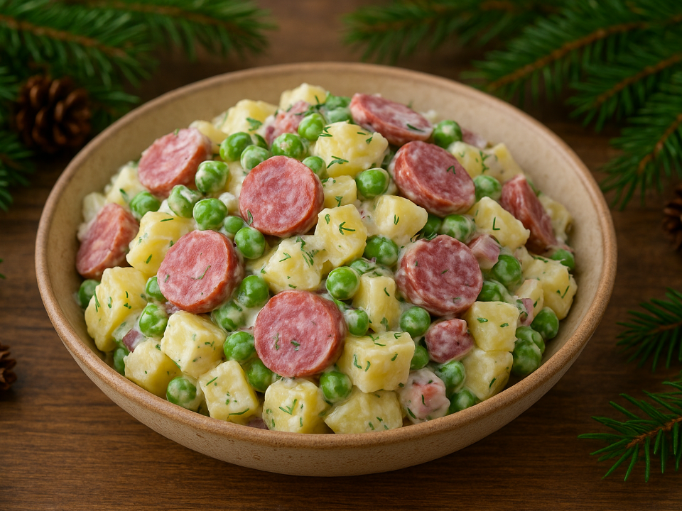 Колбаски, картофель и горошек в одном салате: почему этот простой рецепт неожиданно заходит всем