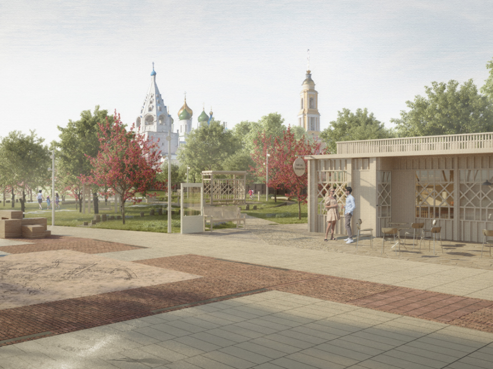 Исторические панорамы и ландшафтные луга: каким станет обновленный сквер «Блюдечко» в Коломне