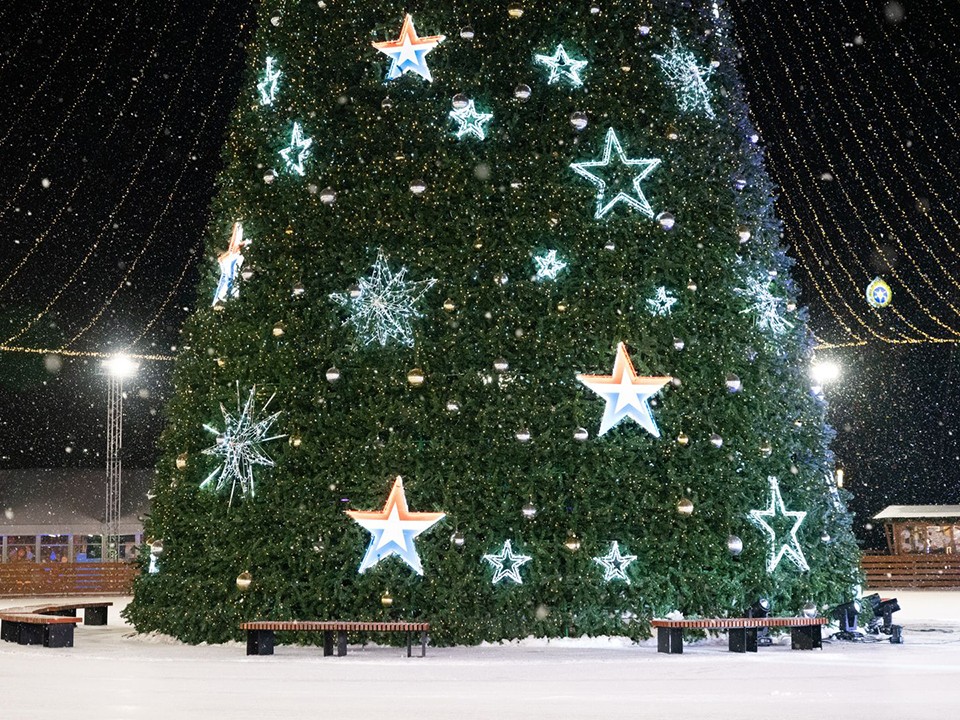 В парке «Патриот» завершают украшение главной новогодней елки