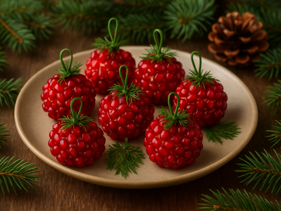 Сырные «Елочные шарики» с гранатом: эффектная закуска для новогоднего стола