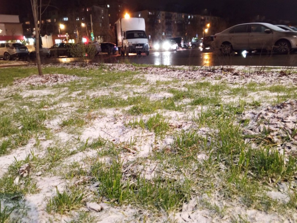 Вопреки прогнозам метеобюро: в Егорьевске вне «графика» пошел снег