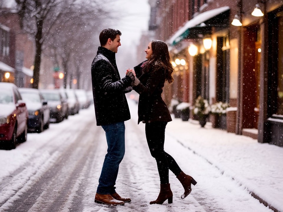 Влюбленная пара станцевала венский вальс на снегу и восхитила жителей Одинцова