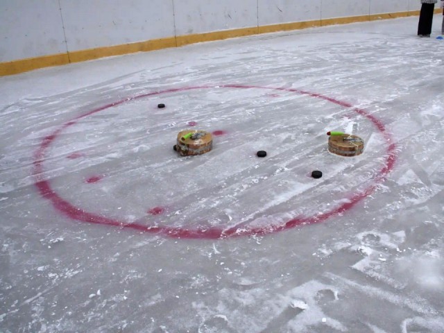 Взяли спил дерева и мастерок: как в Мытищах провели соревнования по деревенскому керлингу