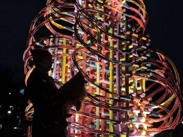 Не похожа на стандартное новогоднее украшение: в Видном установили дизайнерскую елку