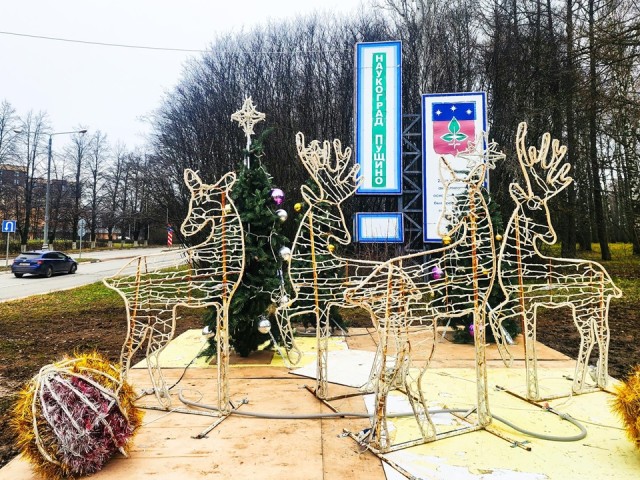 Пущино погружается в атмосферу зимней сказки: город украсили светящиеся инсталляции