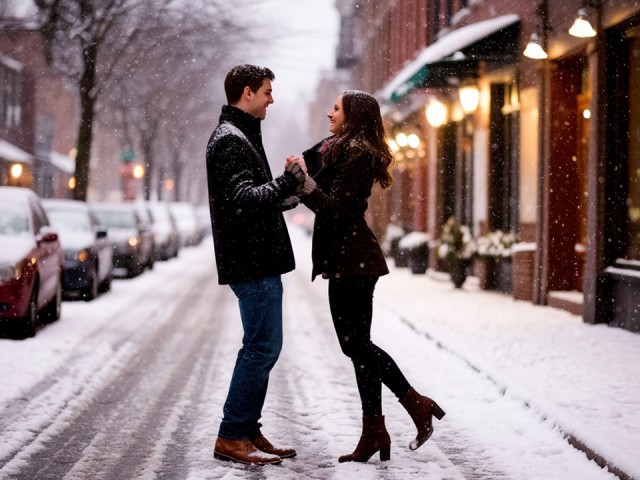 Влюбленная пара станцевала венский вальс на снегу и восхитила жителей Одинцова