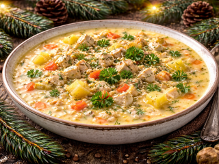 Сырный суп «Быстринка» с курицей и рисом — идеальный антипохмелин после новогодних праздников
