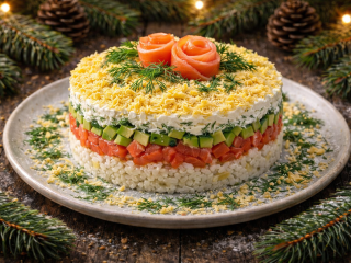 «Императрица» фигуру не испортит: салат со вкусом любимых роллов в виде элегантной и легкой закуски