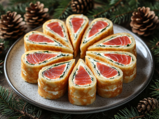 Новогодняя закуска, которую съедают первой: роллы из блинов с красной рыбой и творожным сыром