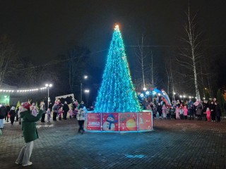 В Высоковске стартовал зимний сезон: зажгли главную елку и встретили Деда Мороза