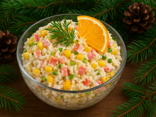 Салат «Нежный вечер» с крабовыми палочками и апельсином — вкус праздничного волшебства