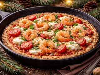 Пицца на овсяном тесте: готовлю в сковороде с креветками и моцареллой — идеально к завтраку