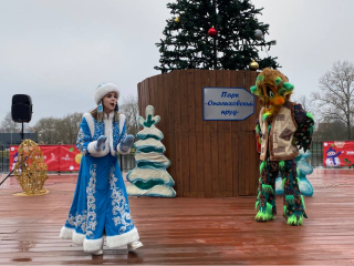 В парке «Опалиховский пруд» торжественно зажгли новогодние елки