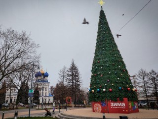 Новогоднюю елку высотой 16 метров нарядили на главной площади Бронниц