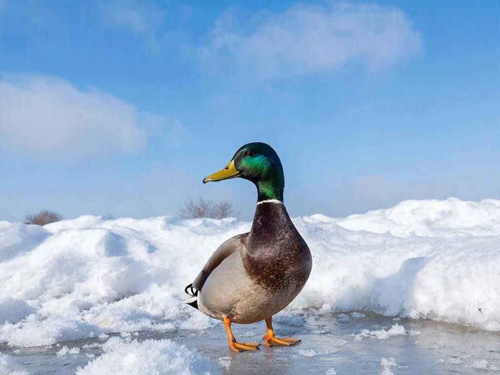 Жители в Кашире ищут новый дом замерзающей утке-бродяге