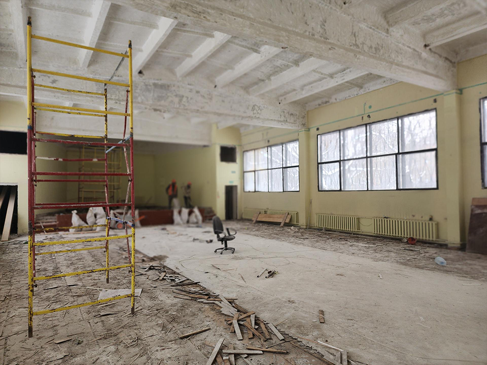 В школе №13 демонтируют перегородки, простоявшие более 50 лет