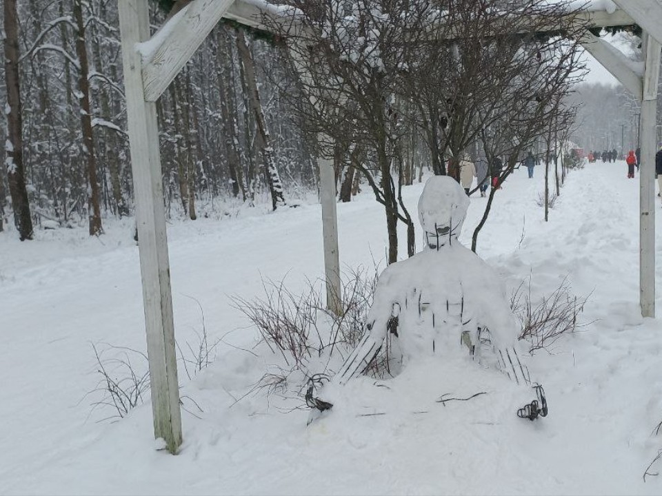 В электростальском парке поселился снежный йог