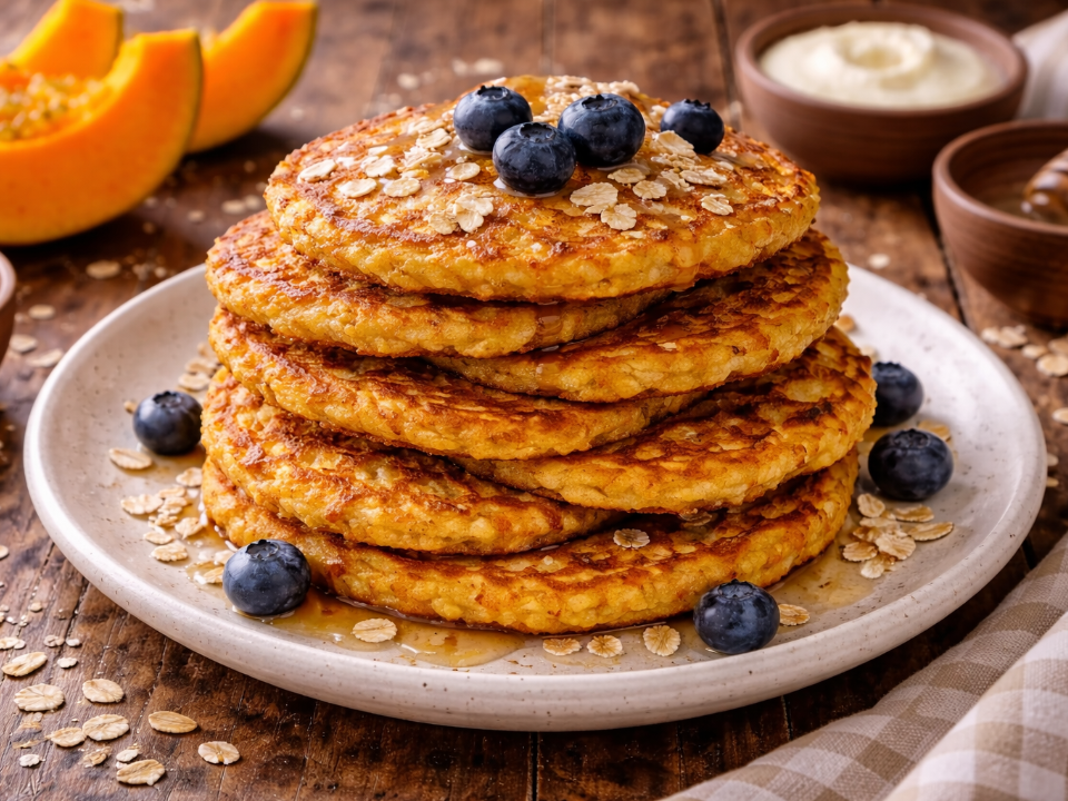 Легкий и полезный завтрак для всей семьи: золотистые оладьи из тыквы и овсянки
