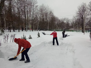 Родители и школьники помогают убирать снег у школ и детсадов Домодедова