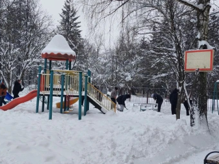 Студенты-волонтеры расчистили пути и площадки в Алабине после снегопада