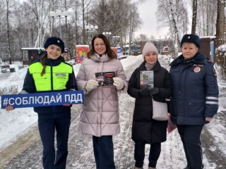 Посетителям парка в Кашире напомнили о безопасности на дорогах зимой