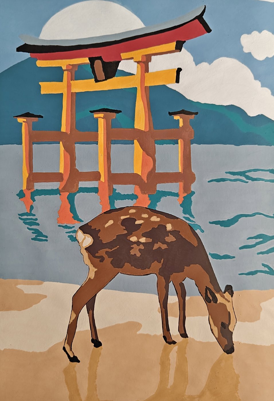 Олень в воде от Дина