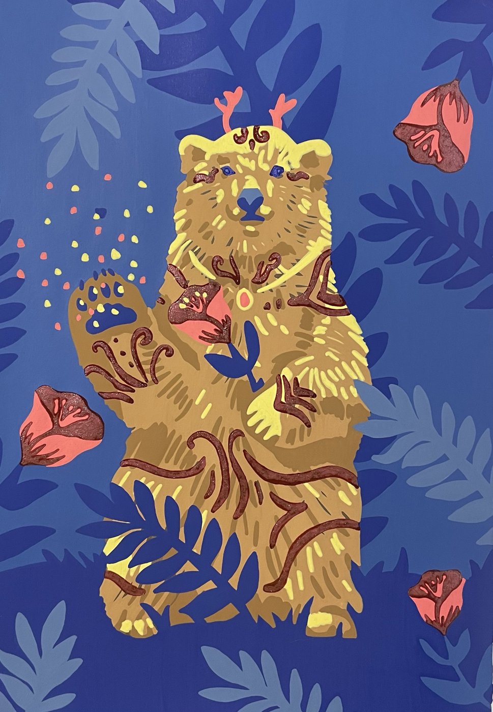 Медведь+цветок+синий от Alexandra