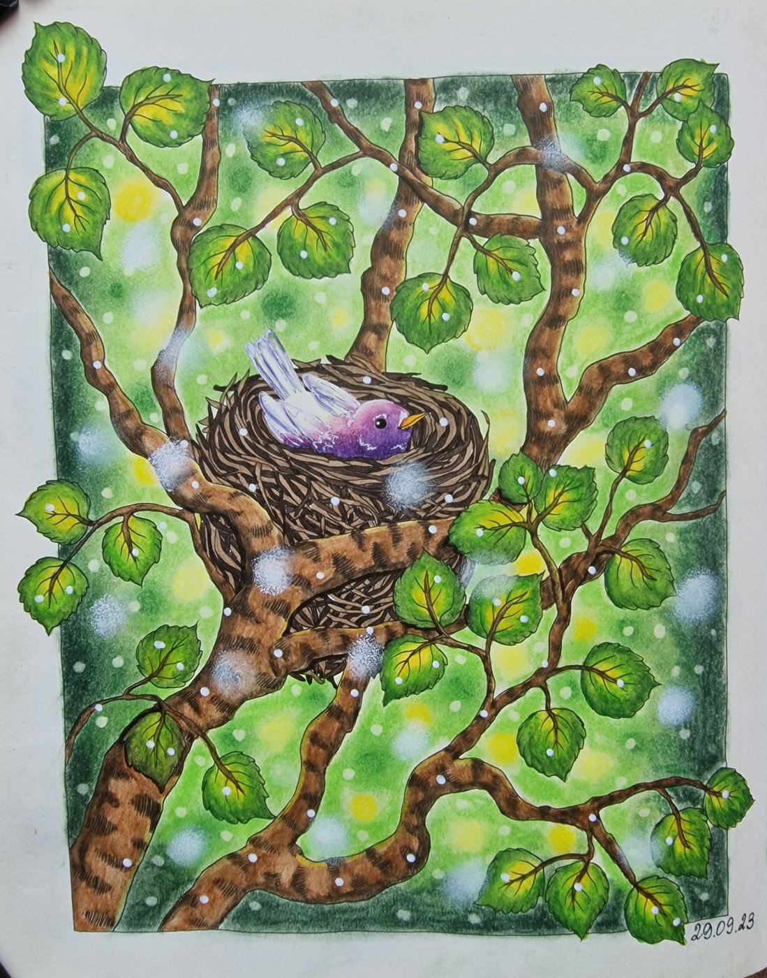 Bird in 💚 от Coloring with Marina