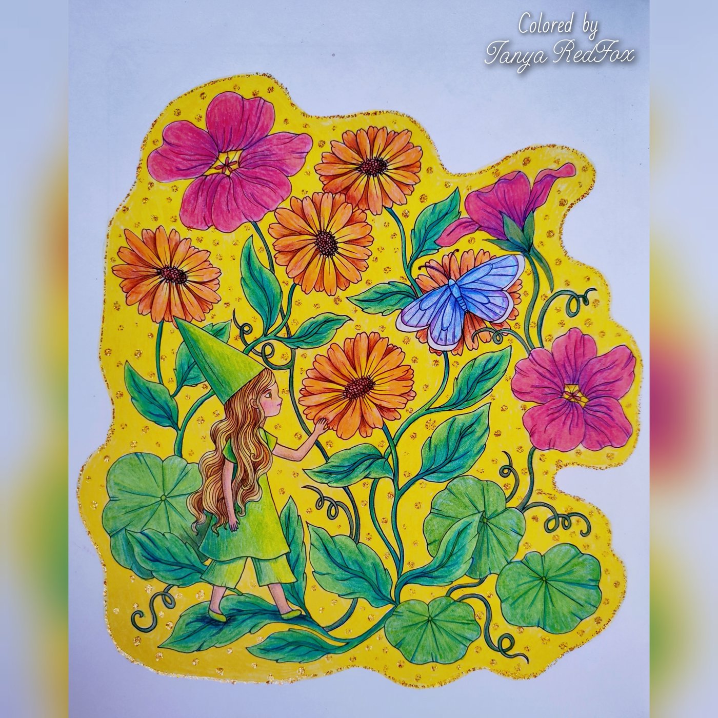 Девочка-гномик и бабочка в цветах от Tanya RedFox