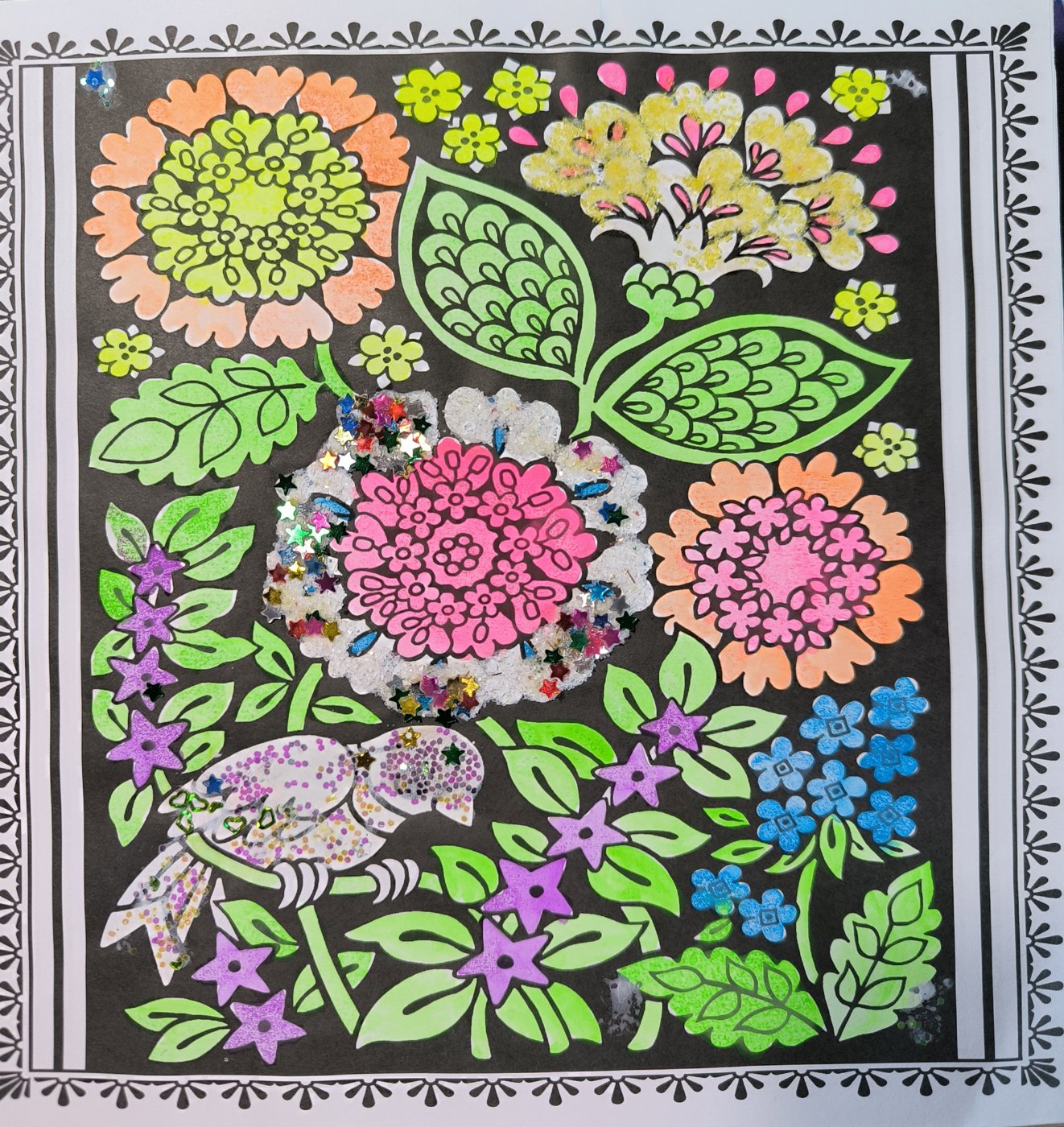 Птичка с цветами от VikaS