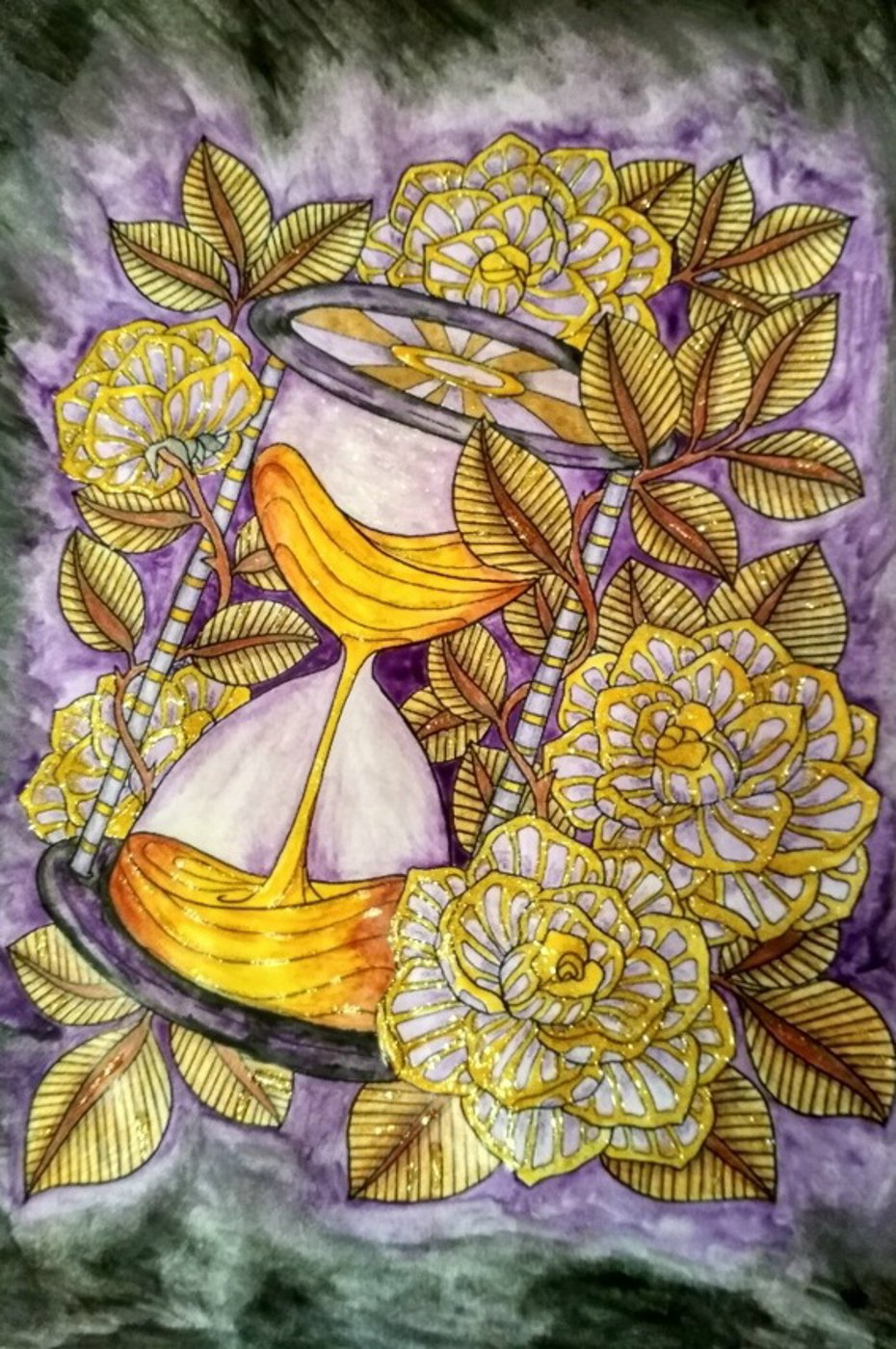 Часы песочные с цветами от VikaS