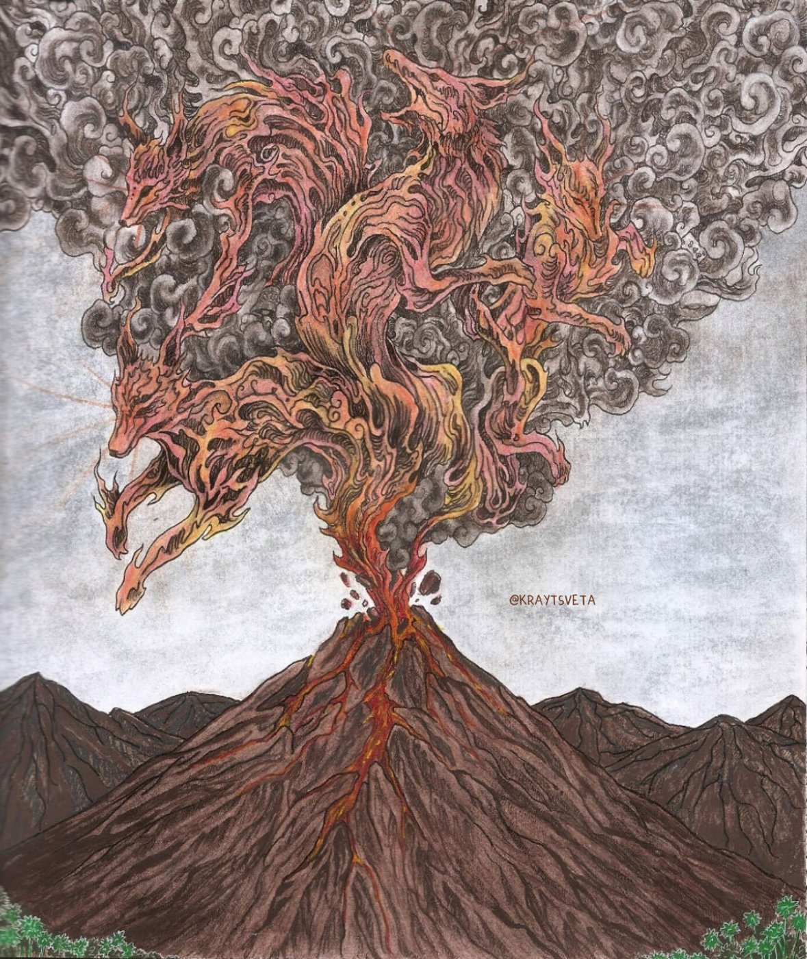 Вулкан с лисами от KrayTsveta