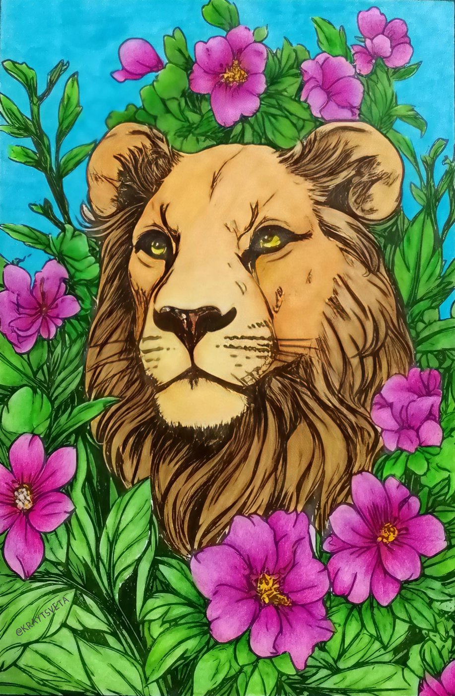 Лев в цветах от KrayTsveta