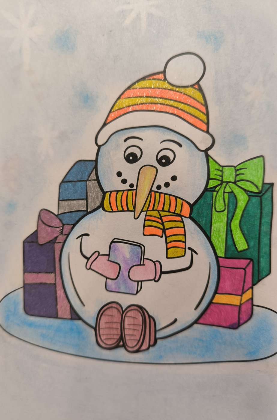 Снеговик в телефоне от VikaS