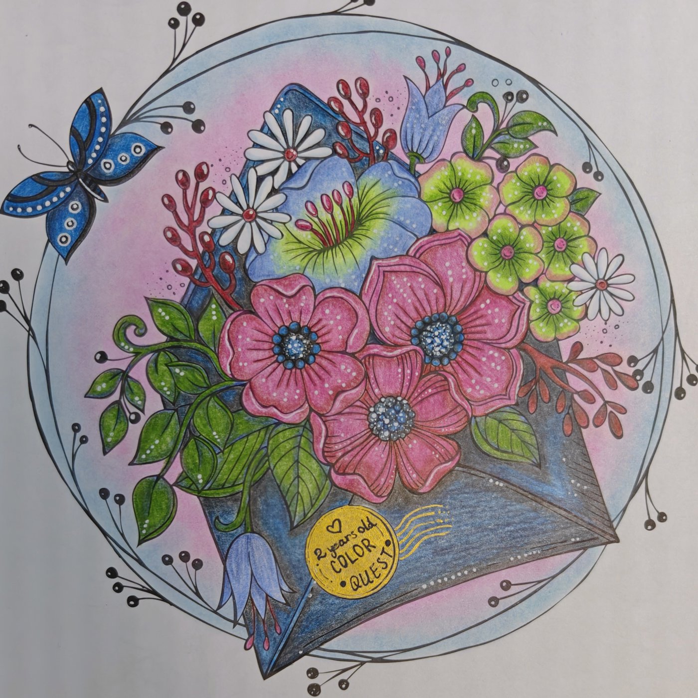 Конвер-открытка на 2 года игре Цветной квест от Helena DevLin