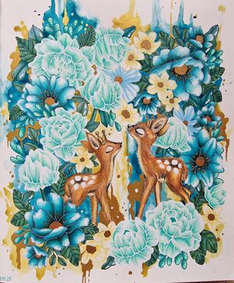 Оленята в магическом саду от Coloring with Marina