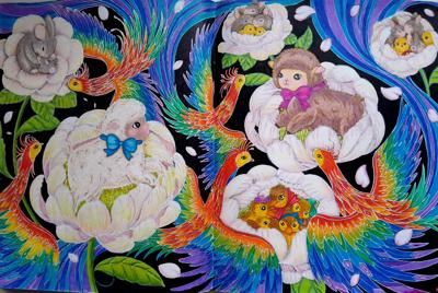 Радужные фениксы от AlineD