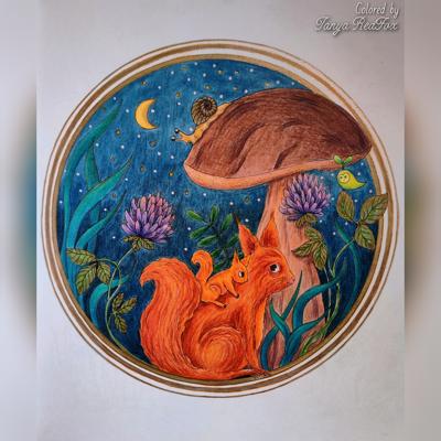 Белка с бельчонком у гриба от Tanya RedFox