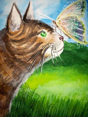 Кошка и бабочка от Ariel159000