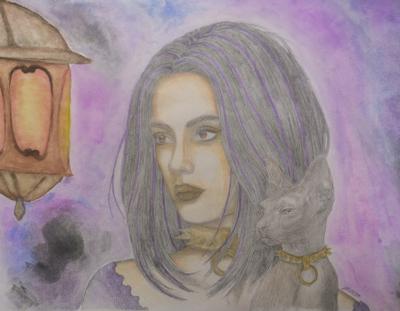 Девушка с котом от VikaS