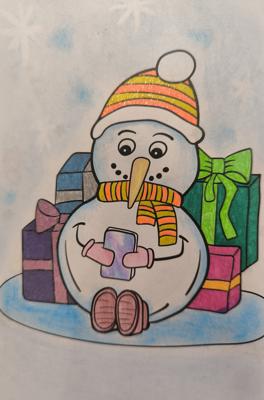 Снеговик в телефоне от VikaS