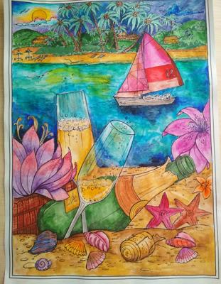 Море и бутылка шампанского от VikaS