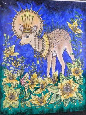 Олень и цветы от VikaS