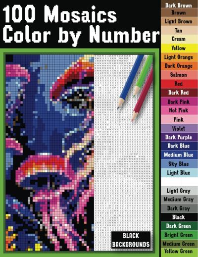 100 Mosaics Color by Number Jellyfish