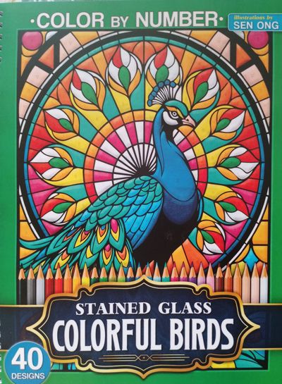 Stained Glass Colorful Birds