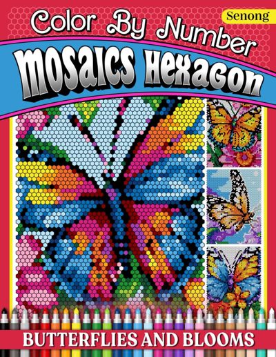 Mosaics Hexagon Butterflies and Blooms