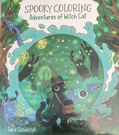 Spooky coloring Adventures of Witch Cat